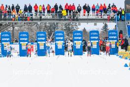 28.01.2023, Les Rousses, France (FRA): Jonna Sundling (SWE), Anna Svendsen (NOR), Anne Kyllonen (FIN), Maja Dahlqvist (SWE), Julia Kern (USA), Lotta Udnes Weng (NOR), (l-r)  - FIS world cup cross-country, individual sprint, Les Rousses (FRA). www.nordicfocus.com. © Authamayou/NordicFocus. Every downloaded picture is fee-liable.