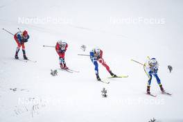 28.01.2023, Les Rousses, France (FRA): Ludek Seller (CZE), Sivert Wiig (NOR), Lucas Chanavat (FRA), Marcus Grate (SWE), (l-r)  - FIS world cup cross-country, individual sprint, Les Rousses (FRA). www.nordicfocus.com. © Thibaut/NordicFocus. Every downloaded picture is fee-liable.