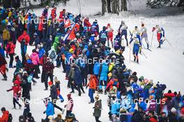 28.01.2023, Les Rousses, France (FRA): Haavard Solaas Taugboel (NOR), Ben Ogden (USA), Andrew Young (GBR), Johan Haeggstroem (SWE), Valerio Grond (SUI), Jules Chappaz (FRA), (l-r)  - FIS world cup cross-country, individual sprint, Les Rousses (FRA). www.nordicfocus.com. © Thibaut/NordicFocus. Every downloaded picture is fee-liable.