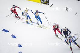 28.01.2023, Les Rousses, France (FRA): Lotta Udnes Weng (NOR), Maja Dahlqvist (SWE), Anne Kyllonen (FIN), Anna Svendsen (NOR), Julia Kern (USA), Jonna Sundling (SWE), (l-r)  - FIS world cup cross-country, individual sprint, Les Rousses (FRA). www.nordicfocus.com. © Thibaut/NordicFocus. Every downloaded picture is fee-liable.