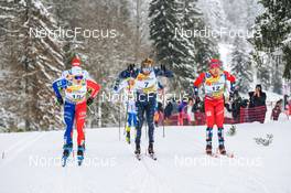 28.01.2023, Les Rousses, France (FRA): Jules Chappaz (FRA), Ben Ogden (USA), Haavard Solaas Taugboel (NOR) - FIS world cup cross-country, individual sprint, Les Rousses (FRA). www.nordicfocus.com. © Authamayou/NordicFocus. Every downloaded picture is fee-liable.