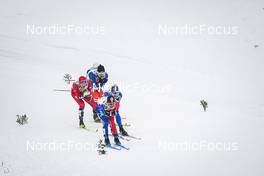 28.01.2023, Les Rousses, France (FRA): Even Northug (NOR), Ondrej Cerny (CZE), Renaud Jay (FRA), Olli Ahonen (FIN), Richard Jouve (FRA), (l-r)  - FIS world cup cross-country, individual sprint, Les Rousses (FRA). www.nordicfocus.com. © Thibaut/NordicFocus. Every downloaded picture is fee-liable.