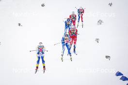 28.01.2023, Les Rousses, France (FRA): Johanna Hagstroem (SWE), Jasmi Joensuu (FIN), Ane Appelkvist Stenseth (NOR), Johanna Matintalo (FIN), Anna Svendsen (NOR), Lena Quintin (FRA), (l-r)  - FIS world cup cross-country, individual sprint, Les Rousses (FRA). www.nordicfocus.com. © Thibaut/NordicFocus. Every downloaded picture is fee-liable.