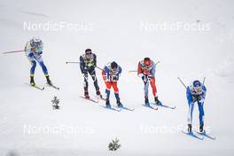 28.01.2023, Les Rousses, France (FRA): Federico Pellegrino (ITA), Michal Novak (CZE), Antoine Cyr (CAN), (l-r)  - FIS world cup cross-country, individual sprint, Les Rousses (FRA). www.nordicfocus.com. © Thibaut/NordicFocus. Every downloaded picture is fee-liable.
