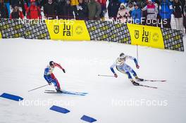 28.01.2023, Les Rousses, France (FRA): Richard Jouve (FRA), Edvin Anger (SWE), (l-r)  - FIS world cup cross-country, individual sprint, Les Rousses (FRA). www.nordicfocus.com. © Thibaut/NordicFocus. Every downloaded picture is fee-liable.