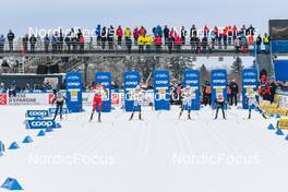 28.01.2023, Les Rousses, France (FRA): Hailey Swirbul (USA), Kristine Stavaas Skistad (NOR), Emma Ribom (SWE), Johanna Hagstroem (SWE), Laura Gimmler (GER), Linn Svahn (SWE), (l-r)  - FIS world cup cross-country, individual sprint, Les Rousses (FRA). www.nordicfocus.com. © Authamayou/NordicFocus. Every downloaded picture is fee-liable.
