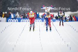 28.01.2023, Les Rousses, France (FRA): Johannes Hoesflot Klaebo (NOR), Richard Jouve (FRA), (l-r)  - FIS world cup cross-country, individual sprint, Les Rousses (FRA). www.nordicfocus.com. © Thibaut/NordicFocus. Every downloaded picture is fee-liable.