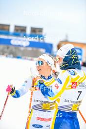 28.01.2023, Les Rousses, France (FRA): Johanna Hagstroem (SWE), Emma Ribom (SWE), (l-r)  - FIS world cup cross-country, individual sprint, Les Rousses (FRA). www.nordicfocus.com. © Authamayou/NordicFocus. Every downloaded picture is fee-liable.