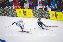28.01.2023, Les Rousses, France (FRA): Marcus Grate (SWE), Ben Ogden (USA), (l-r)  - FIS world cup cross-country, individual sprint, Les Rousses (FRA). www.nordicfocus.com. © Thibaut/NordicFocus. Every downloaded picture is fee-liable.
