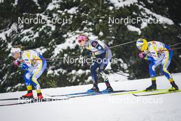 28.01.2023, Les Rousses, France (FRA): Johanna Hagstroem (SWE), Laura Gimmler (GER), Linn Svahn (SWE), (l-r)  - FIS world cup cross-country, individual sprint, Les Rousses (FRA). www.nordicfocus.com. © Thibaut/NordicFocus. Every downloaded picture is fee-liable.