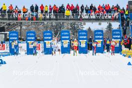 28.01.2023, Les Rousses, France (FRA): Niilo Moilanen (FIN), Lauri Vuorinen (FIN), Edvin Anger (SWE), Johannes Hoesflot Klaebo (NOR), Richard Jouve (FRA), Sivert Wiig (NOR), (l-r)  - FIS world cup cross-country, individual sprint, Les Rousses (FRA). www.nordicfocus.com. © Authamayou/NordicFocus. Every downloaded picture is fee-liable.