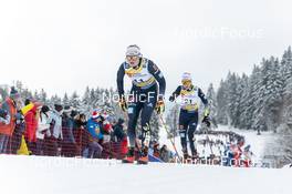 29.01.2023, Les Rousses, France (FRA): Victoria Carl (GER), Pia Fink (GER), (l-r)  - FIS world cup cross-country, mass, Les Rousses (FRA). www.nordicfocus.com. © Thibaut/NordicFocus. Every downloaded picture is fee-liable.