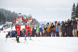 29.01.2023, Les Rousses, France (FRA): Ingvild Flugstad Oestberg (NOR), Astrid Oeyre Slind (NOR), (l-r)  - FIS world cup cross-country, mass, Les Rousses (FRA). www.nordicfocus.com. © Authamayou/NordicFocus. Every downloaded picture is fee-liable.