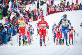 29.01.2023, Les Rousses, France (FRA): Johannes Hoesflot Klaebo (NOR), Paal Golberg (NOR), Iivo Niskanen (FIN), (l-r)  - FIS world cup cross-country, mass, Les Rousses (FRA). www.nordicfocus.com. © Authamayou/NordicFocus. Every downloaded picture is fee-liable.