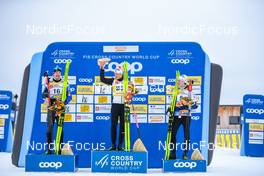 29.01.2023, Les Rousses, France (FRA): Iivo Niskanen (FIN), Johannes Hoesflot Klaebo (NOR), William Poromaa (SWE), (l-r)  - FIS world cup cross-country, mass, Les Rousses (FRA). www.nordicfocus.com. © Authamayou/NordicFocus. Every downloaded picture is fee-liable.