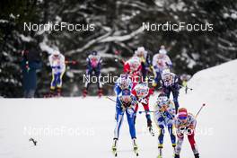 29.01.2023, Les Rousses, France (FRA): Teresa Stadlober (AUT), Ebba Andersson (SWE), Kerttu Niskanen (FIN), Jessie Diggins (USA), (l-r)  - FIS world cup cross-country, mass, Les Rousses (FRA). www.nordicfocus.com. © Thibaut/NordicFocus. Every downloaded picture is fee-liable.
