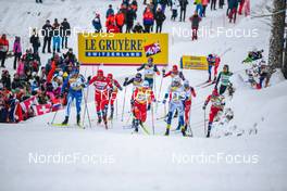 29.01.2023, Les Rousses, France (FRA): Perttu Hyvarinen (FIN), Johannes Hoesflot Klaebo (NOR), William Poromaa (SWE), (l-r)  - FIS world cup cross-country, mass, Les Rousses (FRA). www.nordicfocus.com. © Authamayou/NordicFocus. Every downloaded picture is fee-liable.