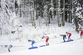 29.01.2023, Les Rousses, France (FRA): Ebba Andersson (SWE), Kerttu Niskanen (FIN), Teresa Stadlober (AUT), Jessie Diggins (USA), Silje Theodorsen (NOR), Astrid Oeyre Slind (NOR), (l-r)  - FIS world cup cross-country, mass, Les Rousses (FRA). www.nordicfocus.com. © Thibaut/NordicFocus. Every downloaded picture is fee-liable.