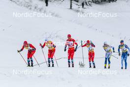 29.01.2023, Les Rousses, France (FRA): Johannes Hoesflot Klaebo (NOR), Paal Golberg (NOR), (l-r)  - FIS world cup cross-country, mass, Les Rousses (FRA). www.nordicfocus.com. © Authamayou/NordicFocus. Every downloaded picture is fee-liable.