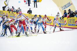 29.01.2023, Les Rousses, France (FRA): Jessie Diggins (USA), Emma Ribom (SWE), Krista Parmakoski (FIN), Jonna Sundling (SWE), (l-r)  - FIS world cup cross-country, mass, Les Rousses (FRA). www.nordicfocus.com. © Thibaut/NordicFocus. Every downloaded picture is fee-liable.