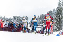 29.01.2023, Les Rousses, France (FRA): Linn Svahn (SWE), Anne Kyllonen (FIN), Ragnhild Gloeersen Haga (NOR), (l-r)  - FIS world cup cross-country, mass, Les Rousses (FRA). www.nordicfocus.com. © Thibaut/NordicFocus. Every downloaded picture is fee-liable.