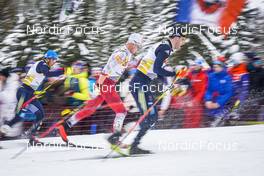 29.01.2023, Les Rousses, France (FRA): Mika Vermeulen (AUT), Albert Kuchler (GER), (l-r)  - FIS world cup cross-country, mass, Les Rousses (FRA). www.nordicfocus.com. © Thibaut/NordicFocus. Every downloaded picture is fee-liable.