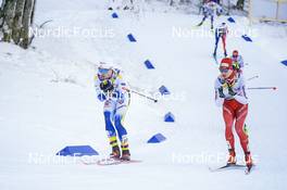 29.01.2023, Les Rousses, France (FRA): Eric Rosjoe (SWE), Cyril Faehndrich (SUI), (l-r)  - FIS world cup cross-country, mass, Les Rousses (FRA). www.nordicfocus.com. © Thibaut/NordicFocus. Every downloaded picture is fee-liable.