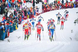 29.01.2023, Les Rousses, France (FRA): Johannes Hoesflot Klaebo (NOR), Paal Golberg (NOR), Iivo Niskanen (FIN), (l-r)  - FIS world cup cross-country, mass, Les Rousses (FRA). www.nordicfocus.com. © Authamayou/NordicFocus. Every downloaded picture is fee-liable.