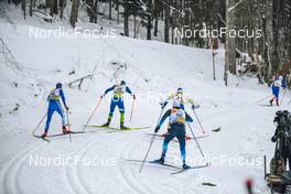 29.01.2023, Les Rousses, France (FRA): Ville Ahonen (FIN), Miha Licef (SLO), Viktor Braennmark (SWE), Imanol Rojo (ESP), (l-r)  - FIS world cup cross-country, mass, Les Rousses (FRA). www.nordicfocus.com. © Authamayou/NordicFocus. Every downloaded picture is fee-liable.