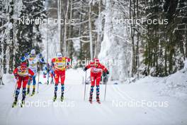 29.01.2023, Les Rousses, France (FRA): Didrik Toenseth (NOR), Johannes Hoesflot Klaebo (NOR), Paal Golberg (NOR) - FIS world cup cross-country, mass, Les Rousses (FRA). www.nordicfocus.com. © Authamayou/NordicFocus. Every downloaded picture is fee-liable.