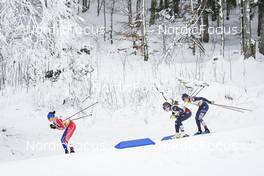 29.01.2023, Les Rousses, France (FRA): Delphine Claudel (FRA), Anna Comarella (ITA), Alayna Sonnesyn (USA), (l-r)  - FIS world cup cross-country, mass, Les Rousses (FRA). www.nordicfocus.com. © Thibaut/NordicFocus. Every downloaded picture is fee-liable.
