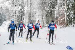 26.01.2023, Les Rousses, France (FRA): Jules Lapierre (FRA), Arnaud Chautemps (FRA), Clement Parisse (FRA), Hugo Lapalus (FRA), (l-r)  - FIS world cup cross-country, training, Les Rousses (FRA). www.nordicfocus.com. © Authamayou/NordicFocus. Every downloaded picture is fee-liable.