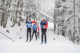 26.01.2023, Les Rousses, France (FRA): Hugo Lapalus (FRA), Jules Lapierre (FRA), (l-r) - FIS world cup cross-country, training, Les Rousses (FRA). www.nordicfocus.com. © Authamayou/NordicFocus. Every downloaded picture is fee-liable.