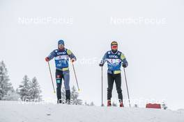 26.01.2023, Les Rousses, France (FRA): Lucas Boegl (GER), Janosch Brugger (GER), (l-r)  - FIS world cup cross-country, training, Les Rousses (FRA). www.nordicfocus.com. © Authamayou/NordicFocus. Every downloaded picture is fee-liable.