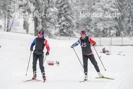 26.01.2023, Les Rousses, France (FRA): Juliette Ducordeau (FRA), Flora Dolci (FRA), (l-r)  - FIS world cup cross-country, training, Les Rousses (FRA). www.nordicfocus.com. © Authamayou/NordicFocus. Every downloaded picture is fee-liable.