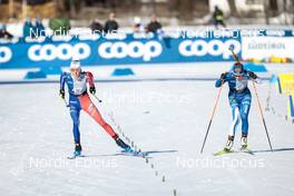 04.02.2023, Toblach, Italy (ITA): Delphine Claudel (FRA), Emmi Lamsa (FIN), (l-r), (l-r)  - FIS world cup cross-country, 10km, Toblach (ITA). www.nordicfocus.com. © Modica/NordicFocus. Every downloaded picture is fee-liable.