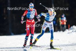 04.02.2023, Toblach, Italy (ITA): Anne Kjersti Kalvaa (NOR), Frida Karlsson (SWE), (l-r)  - FIS world cup cross-country, 10km, Toblach (ITA). www.nordicfocus.com. © Modica/NordicFocus. Every downloaded picture is fee-liable.