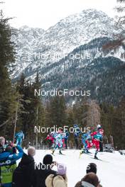 03.02.2023, Toblach, Italy (ITA): Verneri Poikonen (FIN), Johan Haeggstroem (SWE), Lukas Mrkonjic (AUT), Richard Jouve (FRA), Erik Valnes (NOR), (l-r)  - FIS world cup cross-country, individual sprint, Toblach (ITA). www.nordicfocus.com. © Modica/NordicFocus. Every downloaded picture is fee-liable.