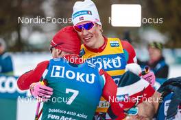03.02.2023, Toblach, Italy (ITA): Haavard Solaas Taugboel (NOR), Johannes Hoesflot Klaebo (NOR), (l-r)  - FIS world cup cross-country, individual sprint, Toblach (ITA). www.nordicfocus.com. © Modica/NordicFocus. Every downloaded picture is fee-liable.