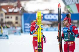 03.02.2023, Toblach, Italy (ITA): Johannes Hoesflot Klaebo (NOR), Haavard Solaas Taugboel (NOR), (l-r)  - FIS world cup cross-country, individual sprint, Toblach (ITA). www.nordicfocus.com. © Modica/NordicFocus. Every downloaded picture is fee-liable.