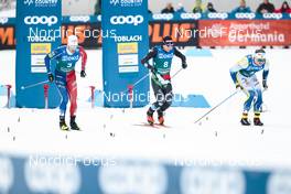 03.02.2023, Toblach, Italy (ITA): Lucas Chanavat (FRA), Federico Pellegrino (ITA), Edvin Anger (SWE), (l-r)  - FIS world cup cross-country, individual sprint, Toblach (ITA). www.nordicfocus.com. © Modica/NordicFocus. Every downloaded picture is fee-liable.