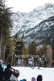 03.02.2023, Toblach, Italy (ITA): Moa Lundgren (SWE), Lena Quintin (FRA), Johanna Hagstroem (SWE), Jessie Diggins (USA), (l-r)  - FIS world cup cross-country, individual sprint, Toblach (ITA). www.nordicfocus.com. © Modica/NordicFocus. Every downloaded picture is fee-liable.