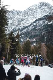 03.02.2023, Toblach, Italy (ITA): Coletta Rydzek (GER), Jasmi Joensuu (FIN), Kerttu Niskanen (FIN), Ane Appelkvist Stenseth (NOR), Julia Kern (USA), Emma Ribom (SWE), (l-r)  - FIS world cup cross-country, individual sprint, Toblach (ITA). www.nordicfocus.com. © Modica/NordicFocus. Every downloaded picture is fee-liable.