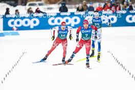 03.02.2023, Toblach, Italy (ITA): Valerio Grond (SUI), Haavard Solaas Taugboel (NOR), Johan Haeggstroem (SWE), (l-r)  - FIS world cup cross-country, individual sprint, Toblach (ITA). www.nordicfocus.com. © Modica/NordicFocus. Every downloaded picture is fee-liable.