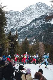 03.02.2023, Toblach, Italy (ITA): Ludek Seller (CZE), Even Northug (NOR), Johannes Hoesflot Klaebo (NOR), Maciej Starega (POL), Edvin Anger (SWE), (l-r)  - FIS world cup cross-country, individual sprint, Toblach (ITA). www.nordicfocus.com. © Modica/NordicFocus. Every downloaded picture is fee-liable.