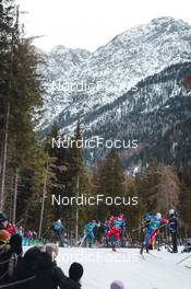 03.02.2023, Toblach, Italy (ITA): Logan Diekmann (USA), Joni Maki (FIN), Harald Oestberg Amundsen (NOR), Renaud Jay (FRA), (l-r)  - FIS world cup cross-country, individual sprint, Toblach (ITA). www.nordicfocus.com. © Modica/NordicFocus. Every downloaded picture is fee-liable.