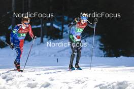 05.02.2023, Toblach, Italy (ITA): Victor Lovera (FRA), Paolo Ventura (ITA), (l-r)  - FIS world cup cross-country, relay, Toblach (ITA). www.nordicfocus.com. © Modica/NordicFocus. Every downloaded picture is fee-liable.