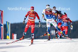 05.02.2023, Toblach, Italy (ITA): Harald Oestberg Amundsen (NOR), Edvin Anger (SWE), (l-r)  - FIS world cup cross-country, relay, Toblach (ITA). www.nordicfocus.com. © Modica/NordicFocus. Every downloaded picture is fee-liable.