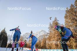 05.02.2023, Toblach, Italy (ITA): Hailey Swirbul (USA), Johanna Matintalo (FIN), (l-r)  - FIS world cup cross-country, relay, Toblach (ITA). www.nordicfocus.com. © Modica/NordicFocus. Every downloaded picture is fee-liable.