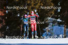 05.02.2023, Toblach, Italy (ITA): Sofie Krehl (GER), Silje Theodorsen (NOR), (l-r)  - FIS world cup cross-country, relay, Toblach (ITA). www.nordicfocus.com. © Modica/NordicFocus. Every downloaded picture is fee-liable.